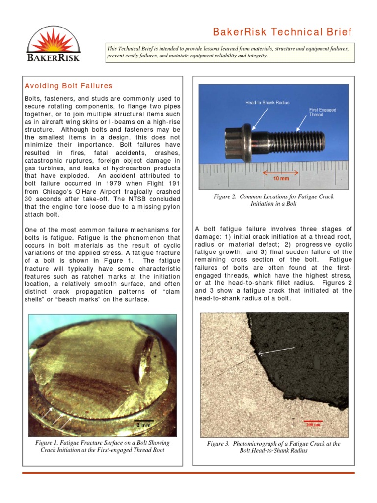 Preventing Bolt Fatigue Failures | PDF | Fatigue (Material) | Screw