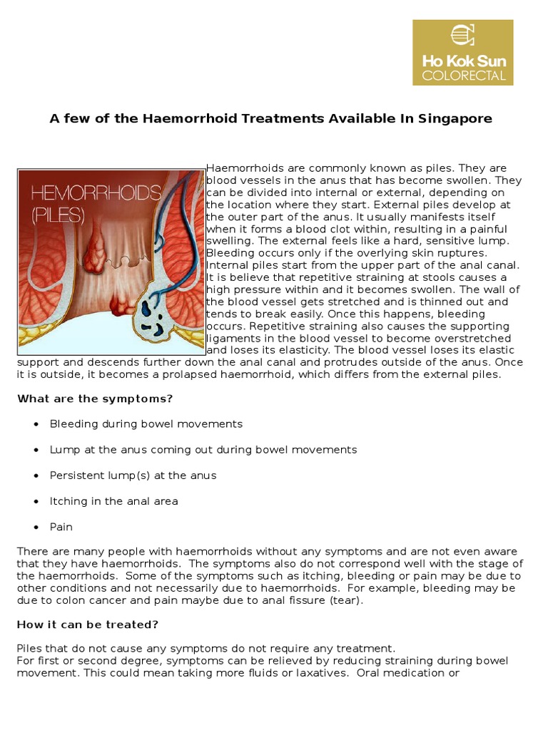 A few of the Haemorrhoid Treatments Available In Singapore Hemorrhoid