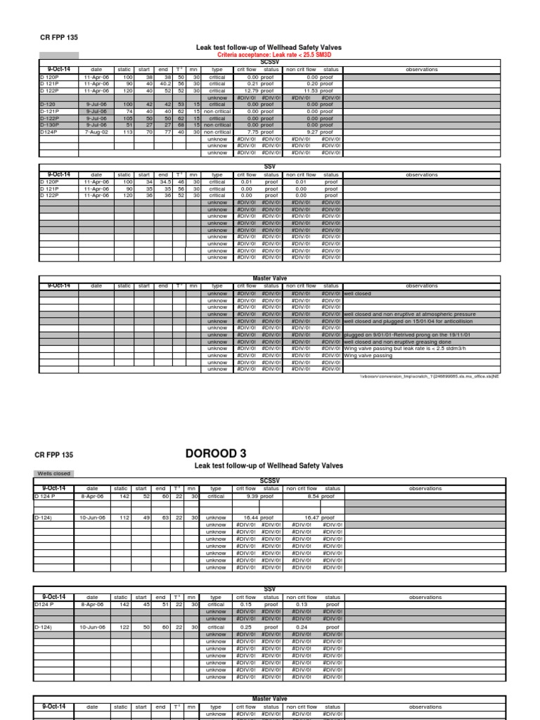 SSV&SCSSV Leak Test Calculation Control | PDF | Home & Garden