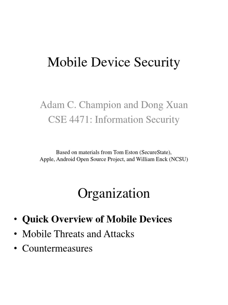 Mobile Device Security Overview | PDF | Android (Operating System ...