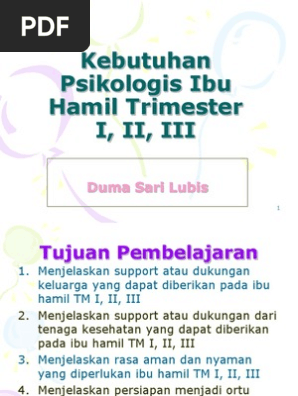 Kebutuhan Psikologis Ibu Hamil Trimester I Ii