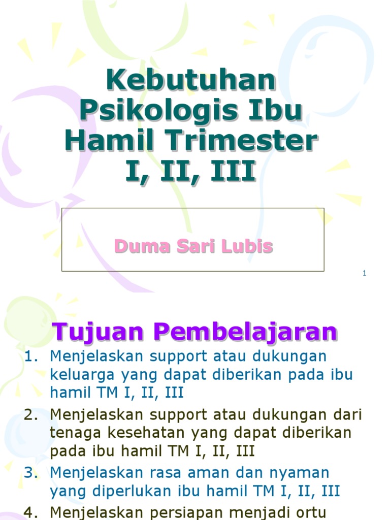 Kebutuhan Psikologis Ibu Hamil Trimester I Ii