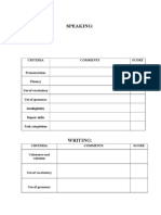 Speaking and Writing Assessment Template para Anexo