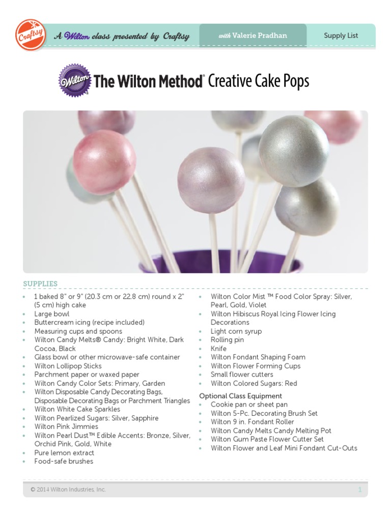 The Wilton Method Creative Cake Pops Supplies and Recipes PDF