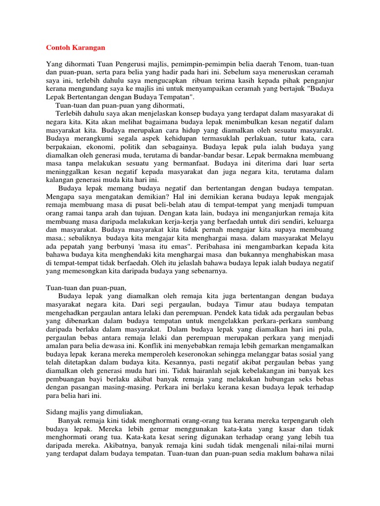 Contoh Karangan Ceramah