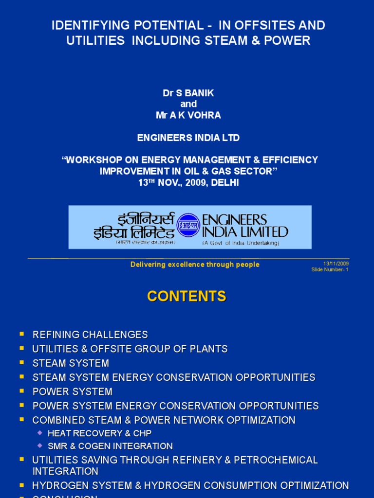Identifying Potential - in Offsites and Utilities Including Steam & Power |  PDF | Engineering Thermodynamics | Thermodynamic Properties