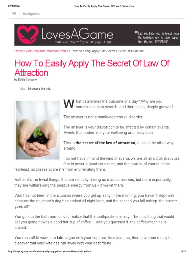 How To Easily Apply The Secret of Law of Attraction | PDF | Law Of ...