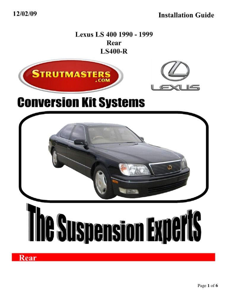 Lexus LS 400-R1 Without Ride Light Instructions | Suspension (Vehicle) | Nut