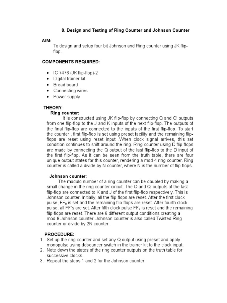 Ring And Johnson Counter Pdf Signal Processing Computer Data