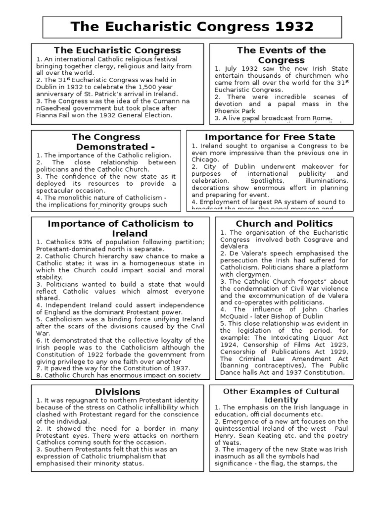 Eucharistic congress 1932 leaving cert essay picture