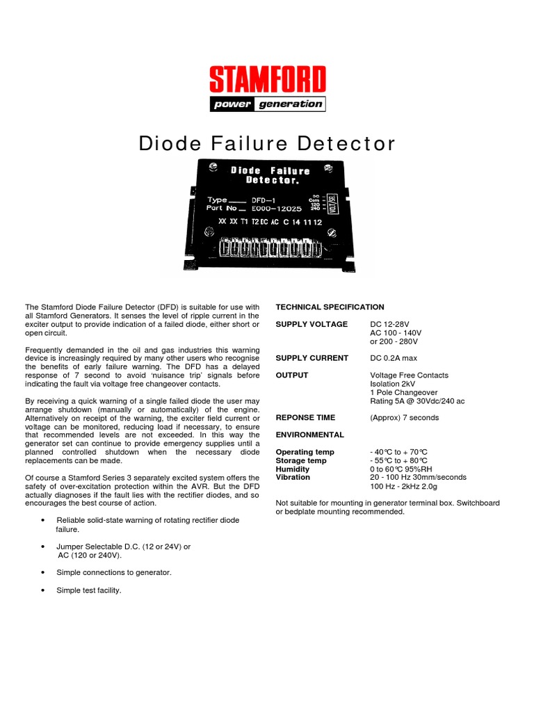 Diode Failure Detector Technical Specification Supply Voltage PDF