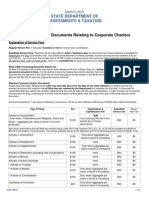 Fee Schedule For Documents Relating To Corporate Charters: State Department of Assessments & Taxation