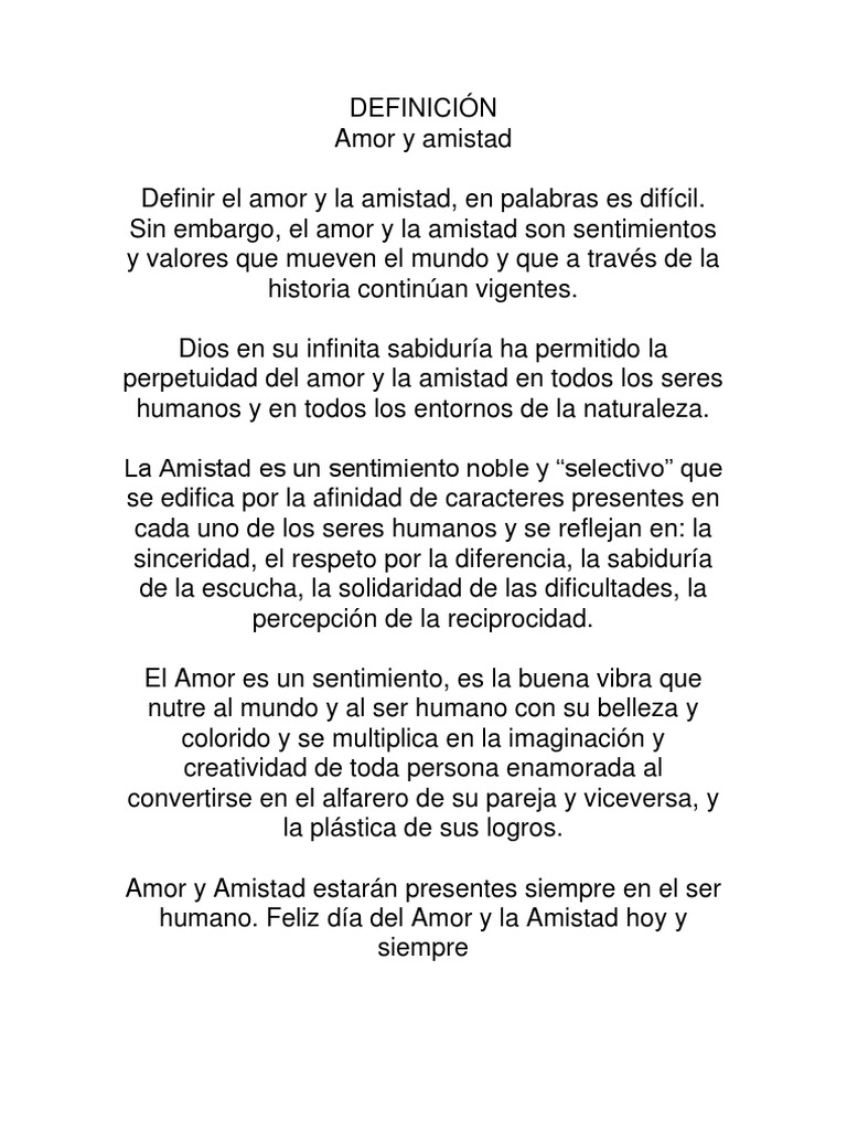 Definición de Amor y Amistad | PDF