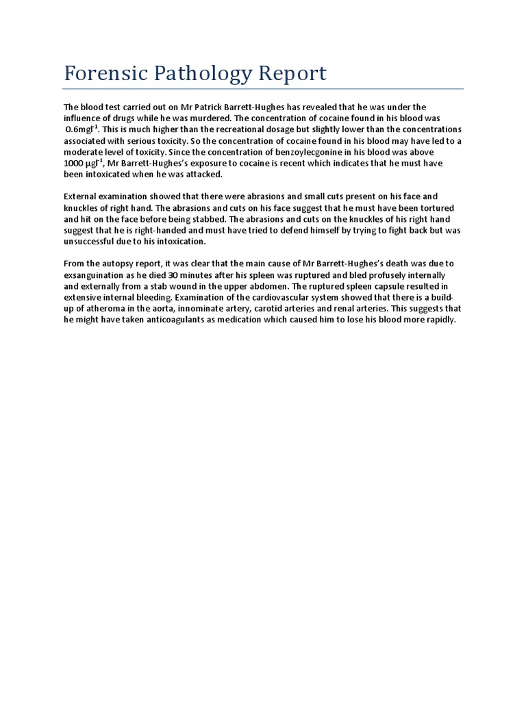 Forensic Pathology Report Snab Biology A2 | PDF