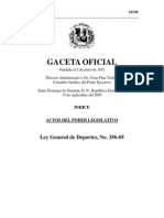 Ley General de Deportes, No. 356-05. República Dominicana.