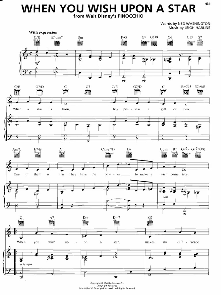 When You Wish Upon A Star Sheet Music Pdf