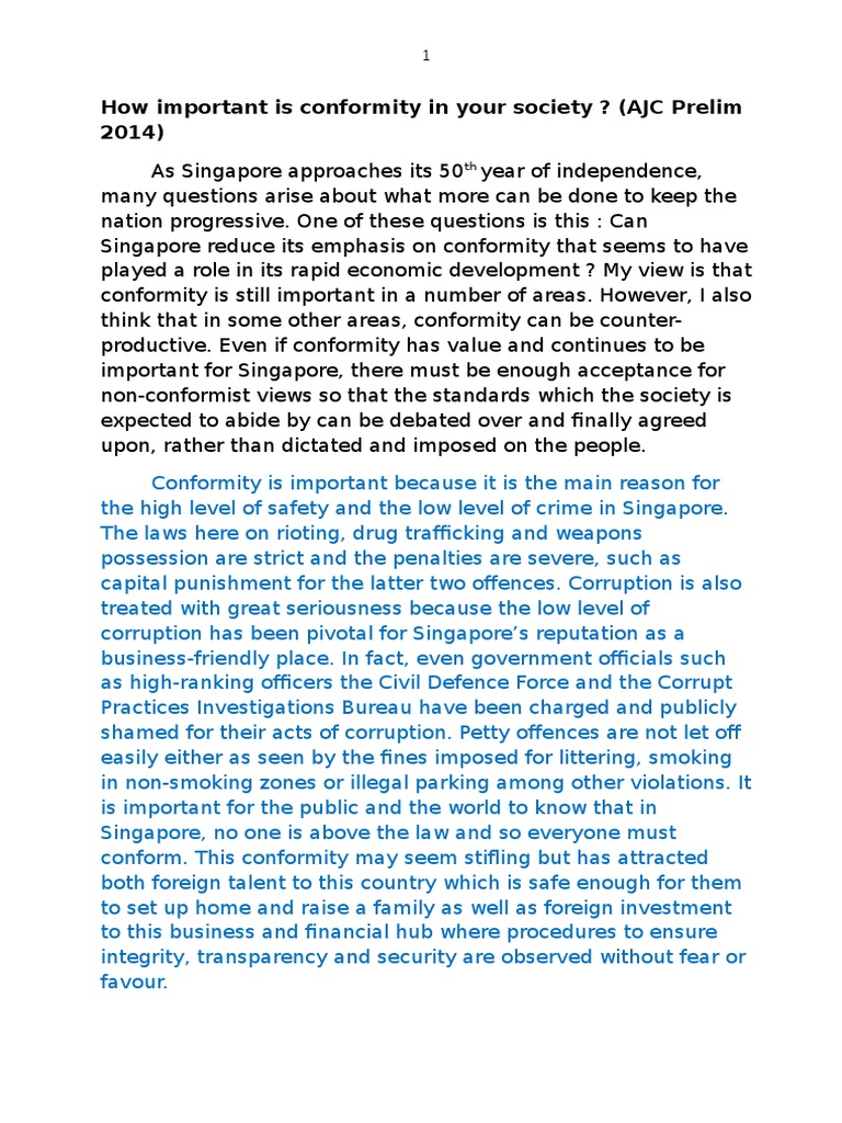 The Role of Conformity in Singapore | PDF | Singapore | World Politics