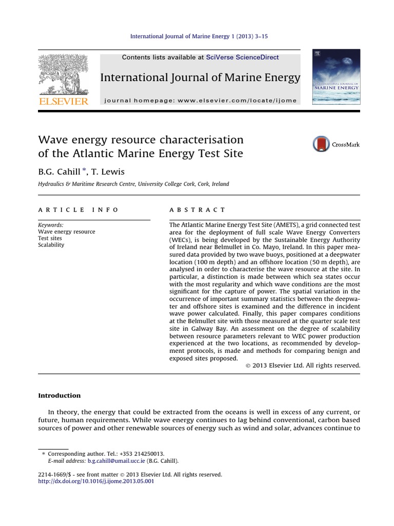Atlantic Wave Energy Resource Analysis | PDF | Spectral Density | Spectrum