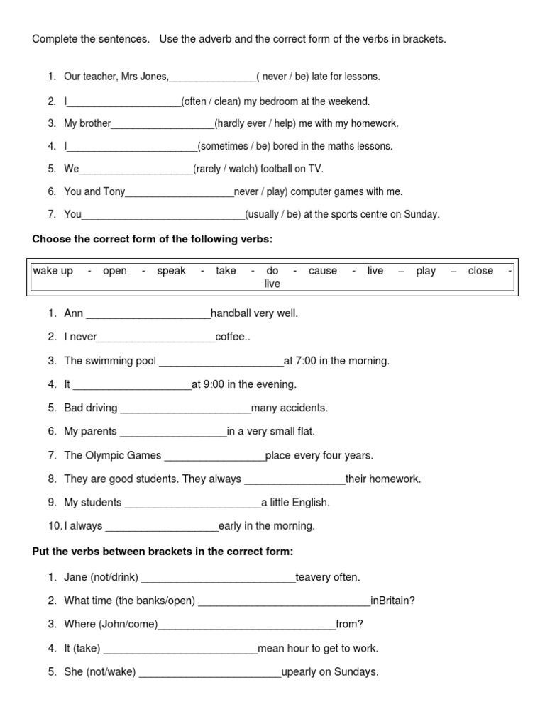 Verb Form Exercises for Students | PDF | Language Arts & Discipline