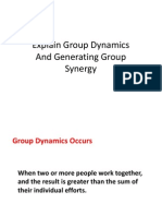 Explain Group Dynamics and Generating Group Synergy