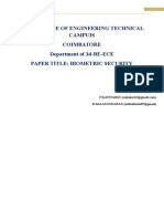 VSB College of Engineering Technical Campuis Coimbatore Department of 3d-BE-ECE Paper Title: Biometric Security