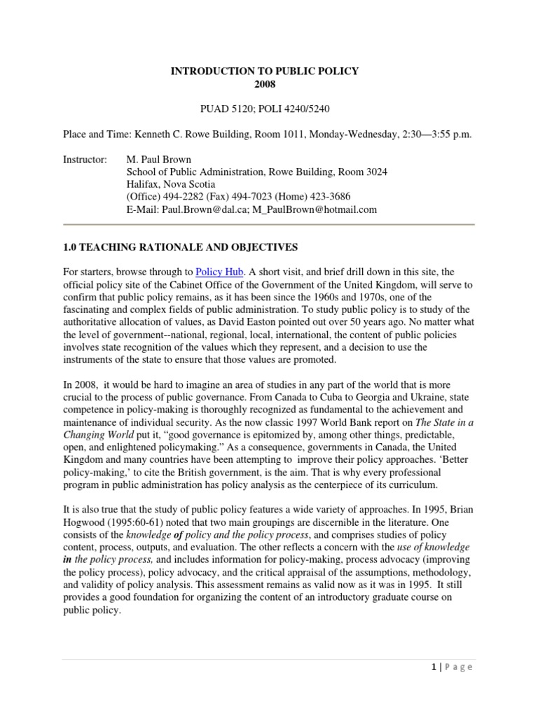 Introduction to Public Policy Course | PDF | Plagiarism | Academic ...