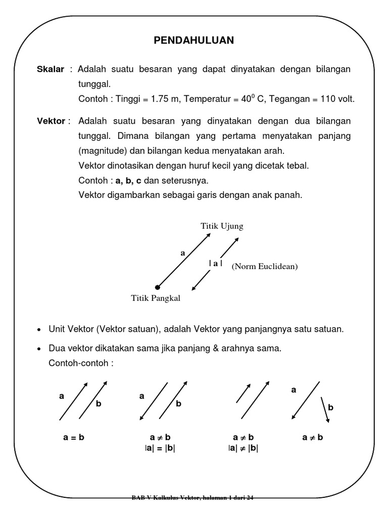 Pengantar Kalkulus Vektor dan Operasinya | PDF
