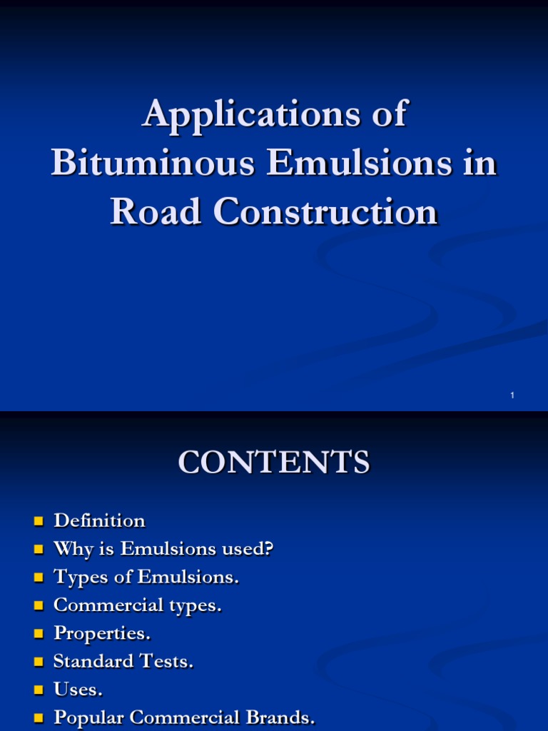 Bituminous Emulsions in Road Construction | PDF | Sodium | Asphalt