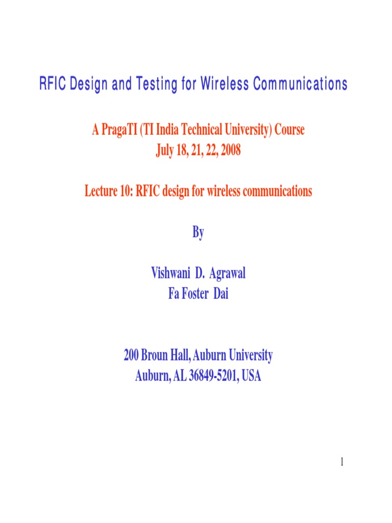 RFIC Design for Wireless Communications | PDF | Orthogonal Frequency ...