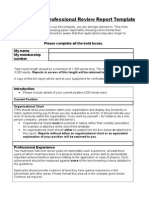 Fellowship Professional Review Report Template: Please Complete All The Bold Boxes. My Name My Membership Number