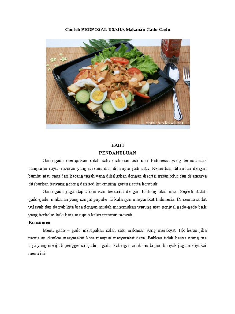 Contoh Proposal Usaha Makanan Gado Gado