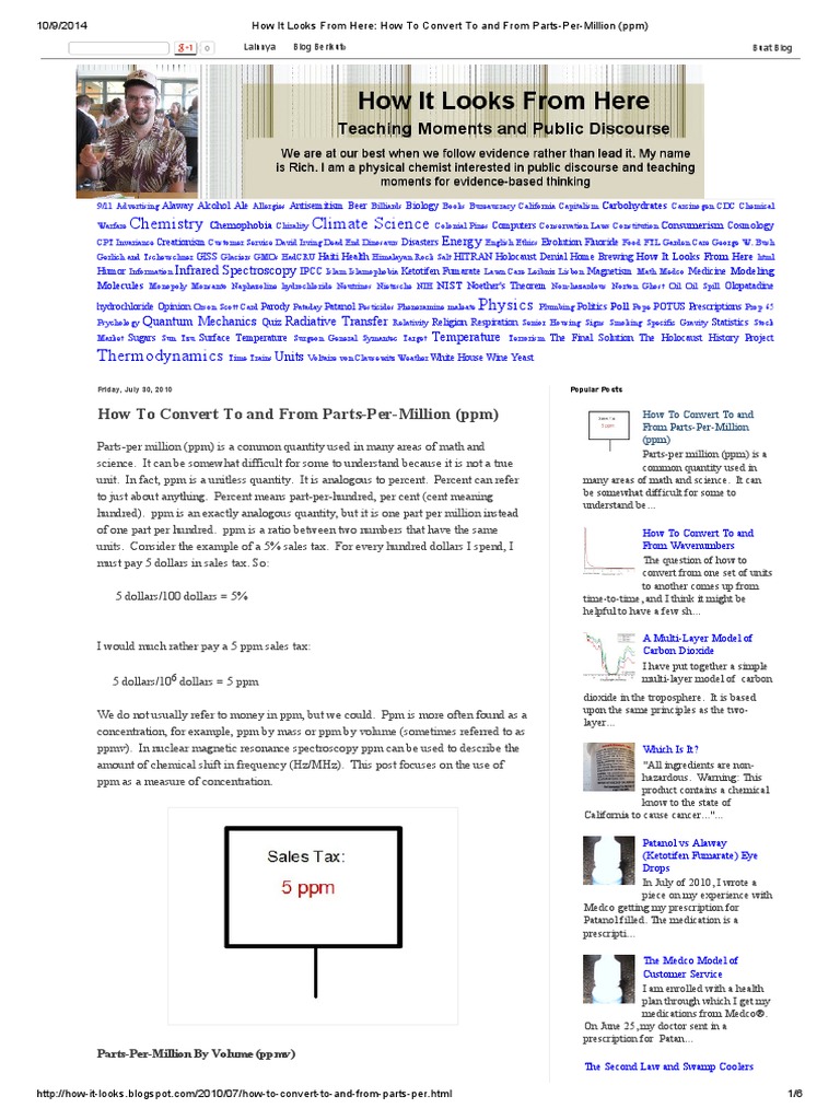 How To Convert To and From PartsPerMillion (PPM) PDF PDF Parts Per Notation Gases