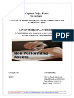 Capstone Project Report On The Topic: "A Study of Non Performing Assets in Indian Private Banking Sector"