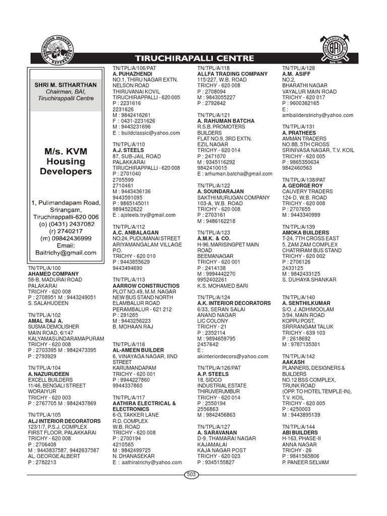 Trichy Company Directory and Contacts | PDF