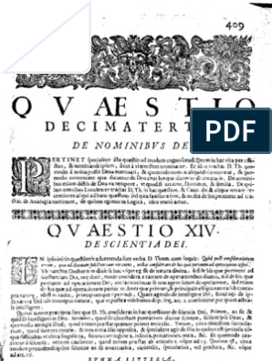 CT (1654 Ed.) t1 - 18 - Quaestio 13 + 14, de Nominibus Dei + de Scientia  Dei | PDF