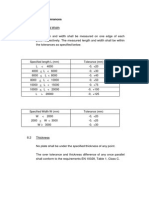 Dimensional Tolerances for Plate Length, Width and Thickness