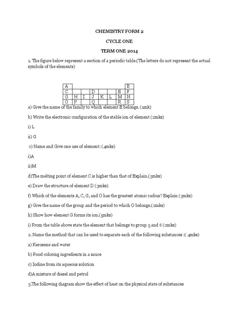 Form 2 Chemistry Q&A Guide | PDF