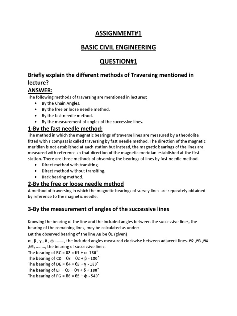Assignment 1 | PDF | Surveying | Compass