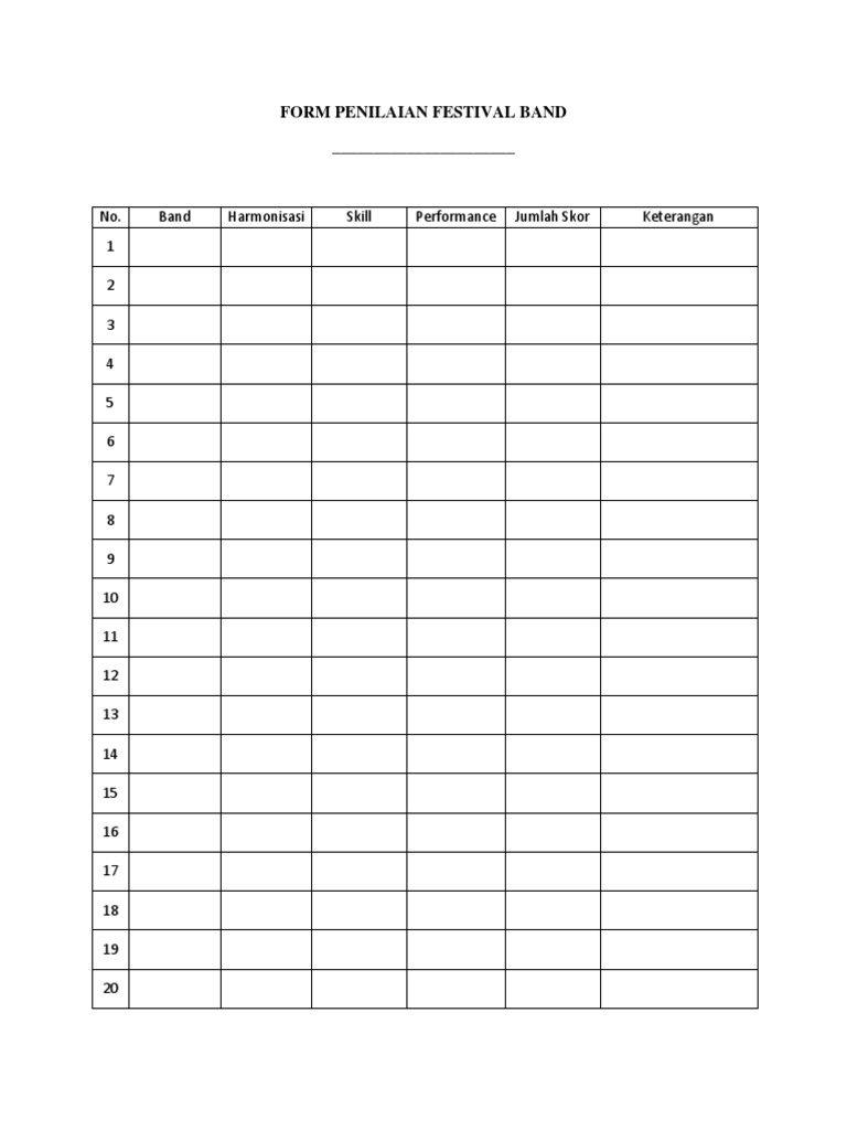 Form Penilaian Festival Band