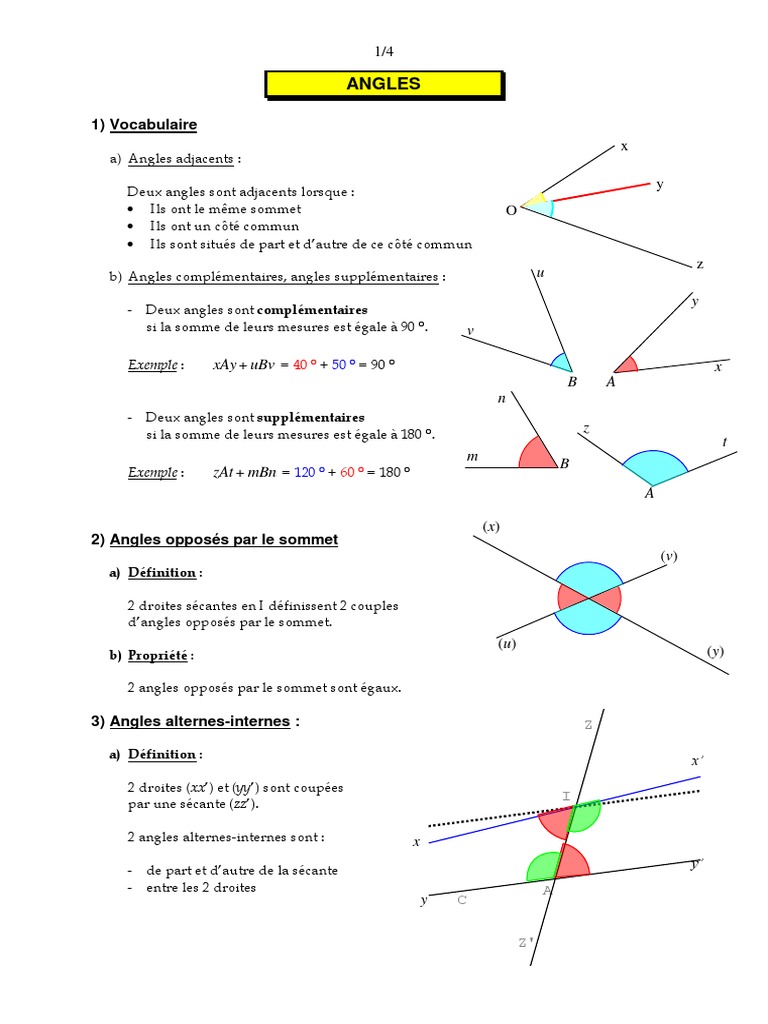Exercices Corrigés Sur Les Angles 5ème Pdf Angles PDF | PDF | Triangle | Géométrie