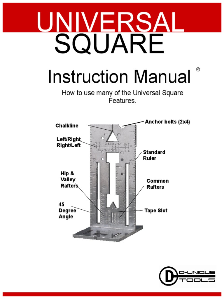 Universal Square Instruction Manual | PDF | Teaching Mathematics