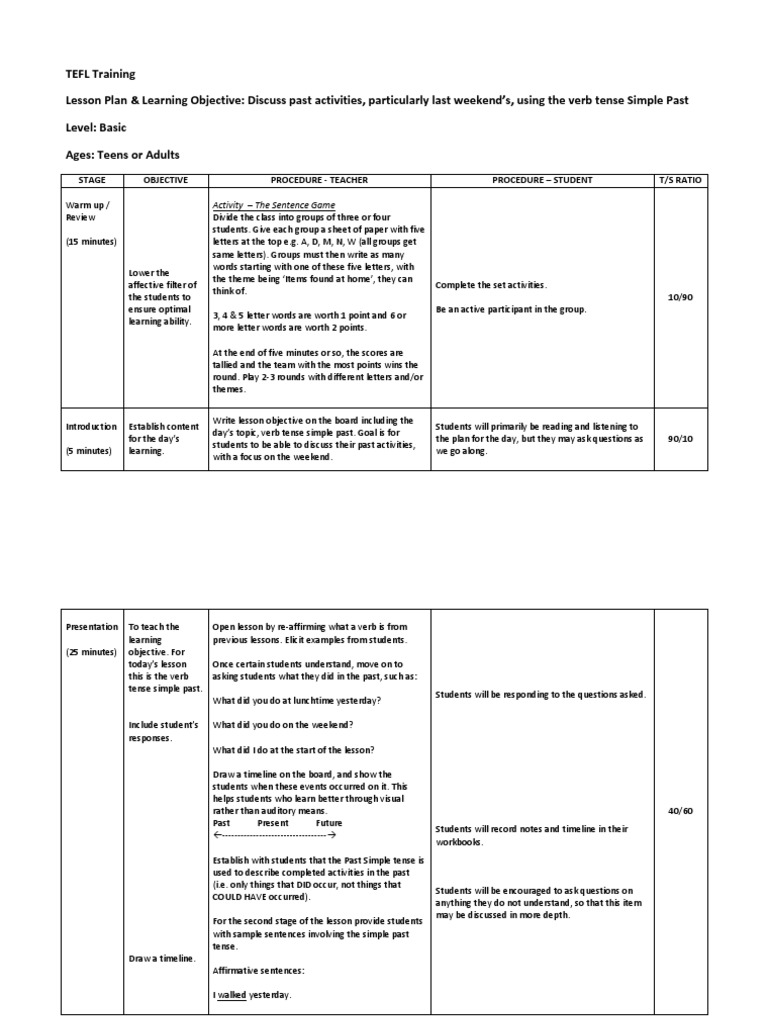 Lesson Plan Assignment | PDF | Question | Verb