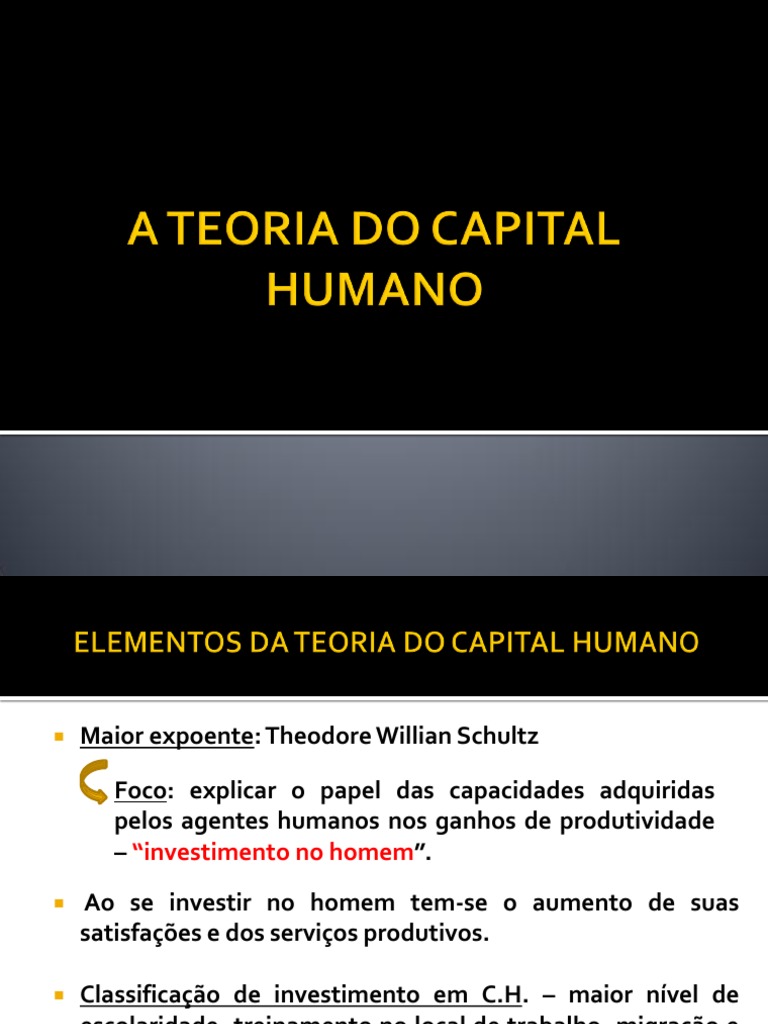 Capital Humano - Pedagogia | PDF | Capital humano | Investimentos