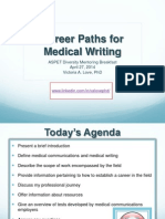 Career Paths For Medical Writing: Aspet Diversity Mentoring Breakfast April 27, 2014 Victoria A. Love, PHD