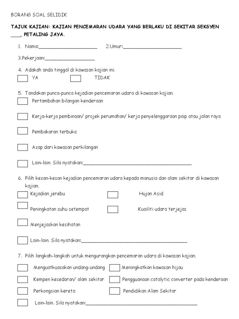 Borang Soal Selidik