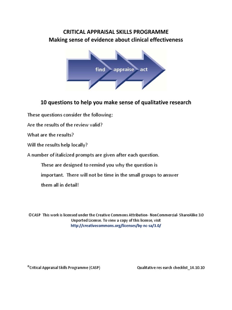 CRITICAL APPRAISAL SKILLS PROGRAMME Edit | PDF | Focus Group | Research ...