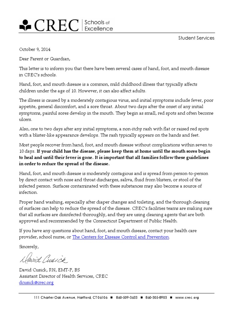 Notice of Hand, Foot, and Mouth Disease | PDF