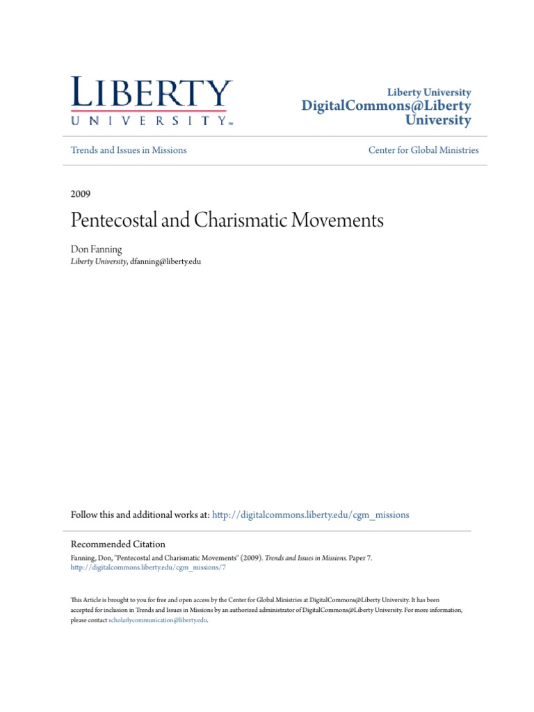 Pentecostal and Charismatic Movements PDF PDF Pentecostalism