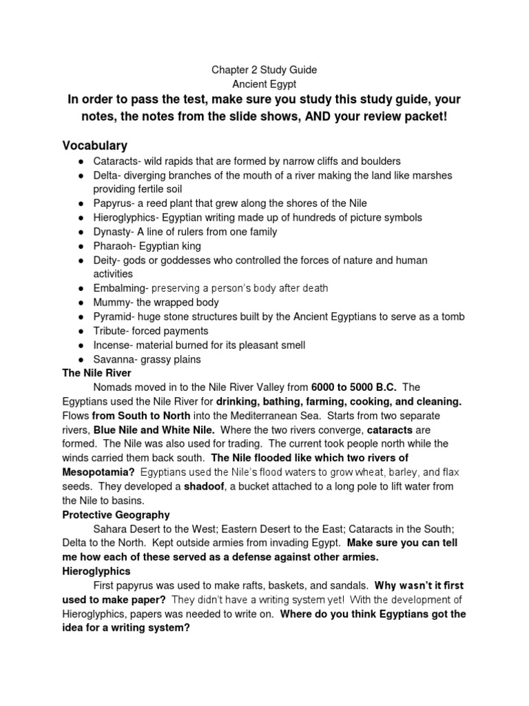 Ancient Egypt Study Guide | PDF | Ancient Egypt | Nile