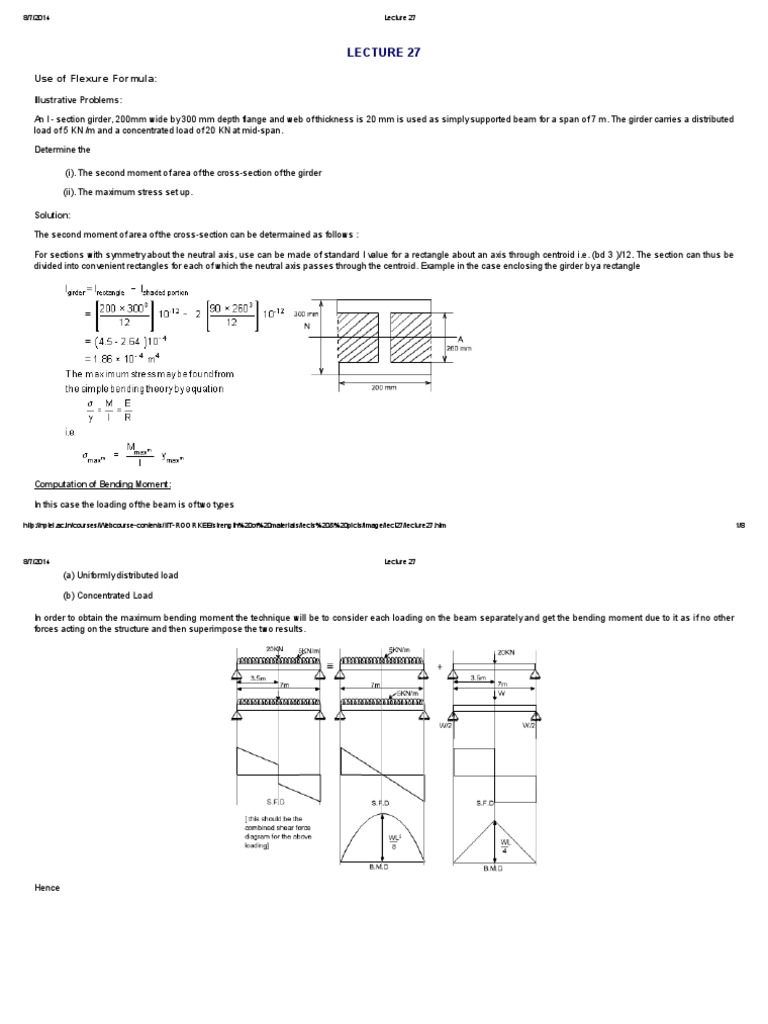 Use of Flexure Formula PDF Bending Stress (Mechanics)